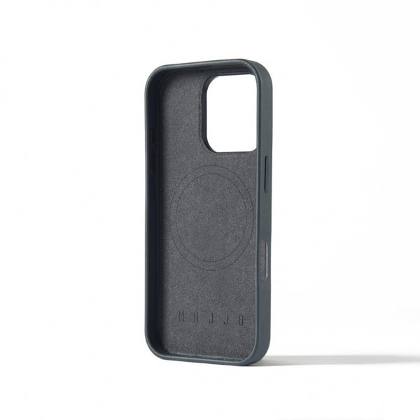 Mujjo iPhone 16 Pro Cover Læderetui Steel Blue