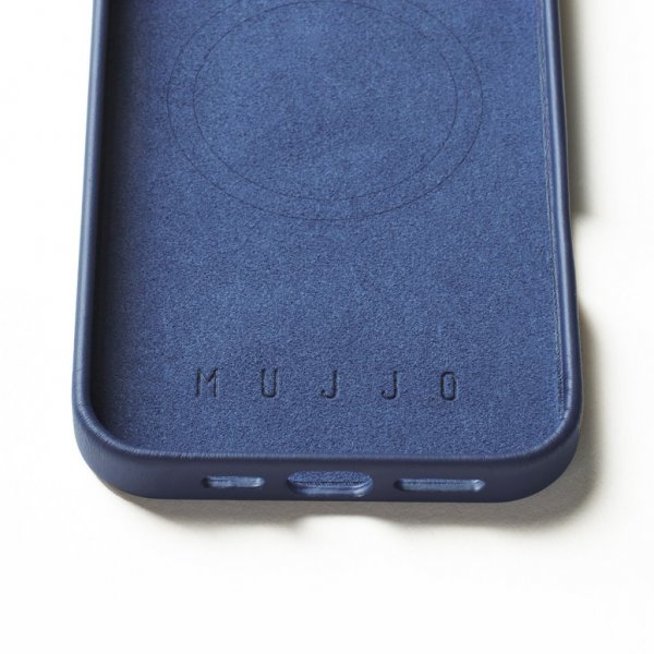 Mujjo iPhone 16 Pro Max Cover Full Leather Case Monaco Blue