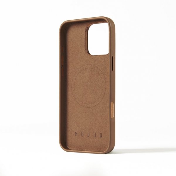 Mujjo iPhone 16 Pro Max Cover Full Leather Case Dark Tan