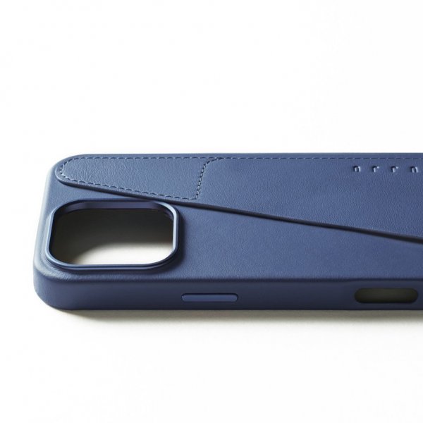 Mujjo iPhone 16 Pro Max Cover Full Leather Wallet Case Monaco Blue