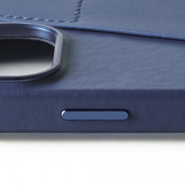 Mujjo iPhone 16 Pro Max Cover Full Leather Wallet Case Monaco Blue