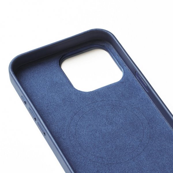 Mujjo iPhone 16 Pro Max Cover Full Leather Wallet Case Monaco Blue