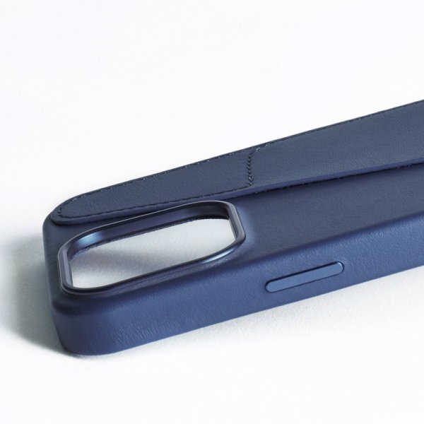 Mujjo iPhone 16 Pro Max Cover Full Leather Wallet Case Monaco Blue