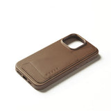 Mujjo iPhone 16 Pro Max Cover Full Leather Wallet Case Dark Tan