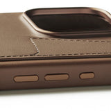 Mujjo iPhone 16 Pro Max Cover Full Leather Wallet Case Dark Tan