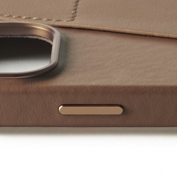 Mujjo iPhone 16 Pro Max Cover Full Leather Wallet Case Dark Tan