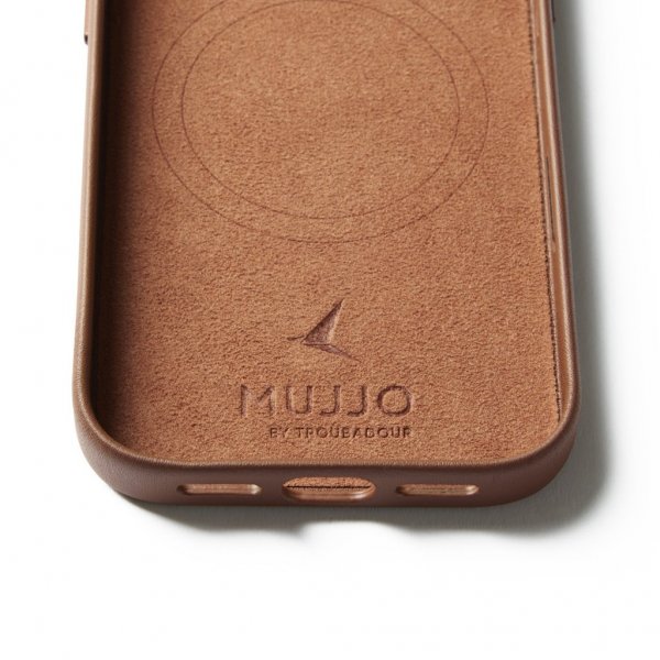 Mujjo iPhone 17 Pro Cover Full Leather Wallet Case MagSafe Tan