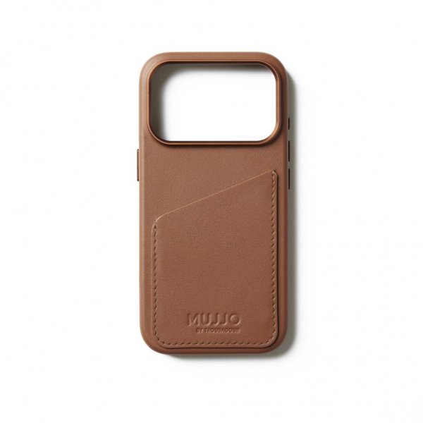 Mujjo iPhone 17 Pro Cover Full Leather Wallet Case MagSafe Tan
