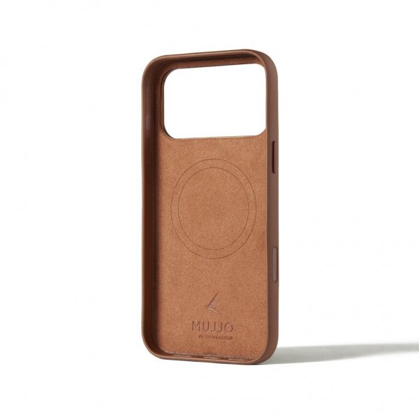 Mujjo iPhone 17 Pro Max Cover Full Leather Wallet Case MagSafe Tan