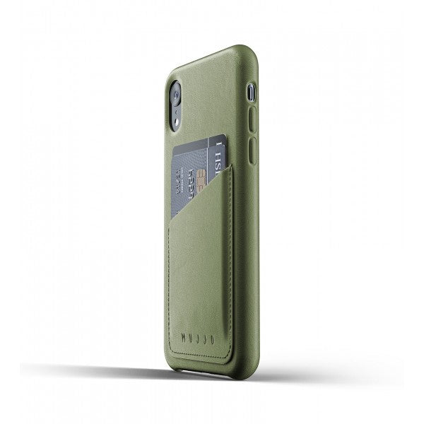 Mujjo iPhone Xr Cover Full Læder Pung Oliven