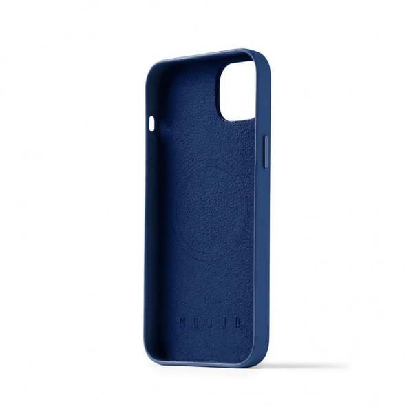 Mujjo iPhone 14 Plus Cover Full Leather Case MagSafe Monaco Blue