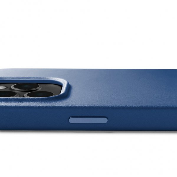 Mujjo iPhone 14 Pro Cover Full Leather Case MagSafe Monaco Blue