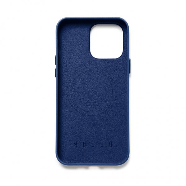 Mujjo iPhone 14 Pro Max Cover Full Leather Case MagSafe Monaco Blue