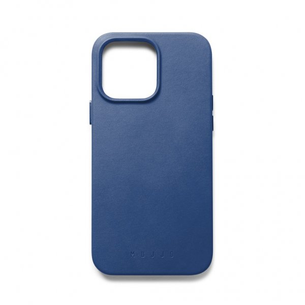 Mujjo iPhone 14 Pro Max Cover Full Leather Case MagSafe Monaco Blue