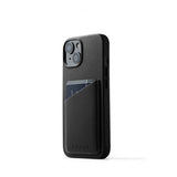 Mujjo iPhone 14 Cover Full Leather Wallet Case Monaco Blue