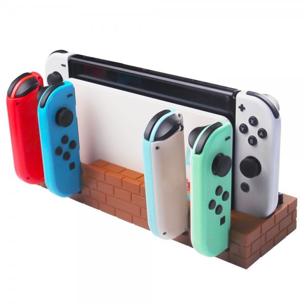 Nintendo Switch-opladningsdock til Joy-Cons med spilopbevaring Brun