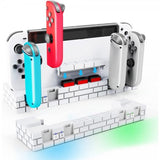 Nintendo Switch Opladningsdock til Joy-Cons med Spilopbevaring Hvid