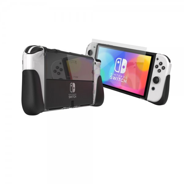 Gear4 Nintendo Switch OLED Etui med Skærmbeskytter Kita Grip 360 Clear