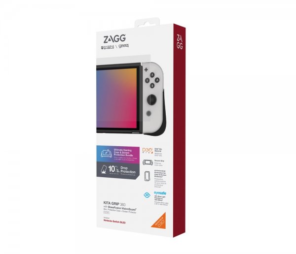 Gear4 Nintendo Switch OLED Etui med Skærmbeskytter Kita Grip 360 Clear