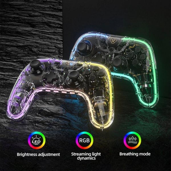 Aolion Nintendo Switch Spilcontroller Gennemsigtig RGB