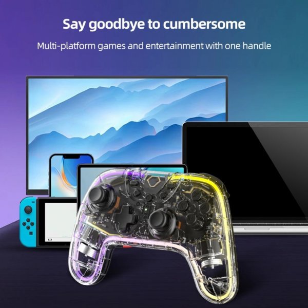Aolion Nintendo Switch Spilcontroller Gennemsigtig RGB