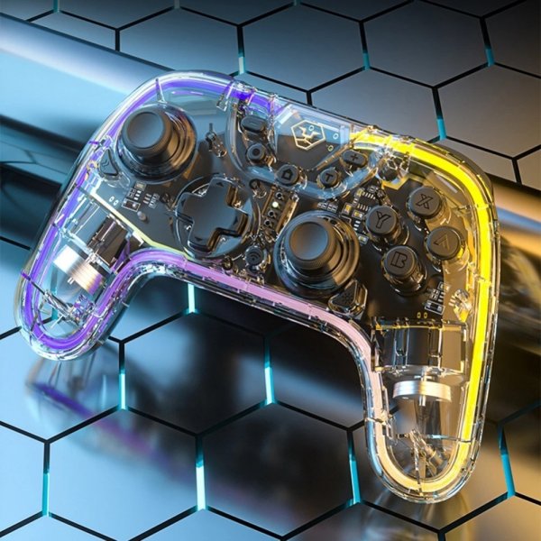 Aolion Nintendo Switch Spilcontroller Gennemsigtig RGB