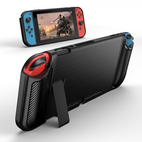 Nintendo Switch skal børstet kulfibertekstur sort