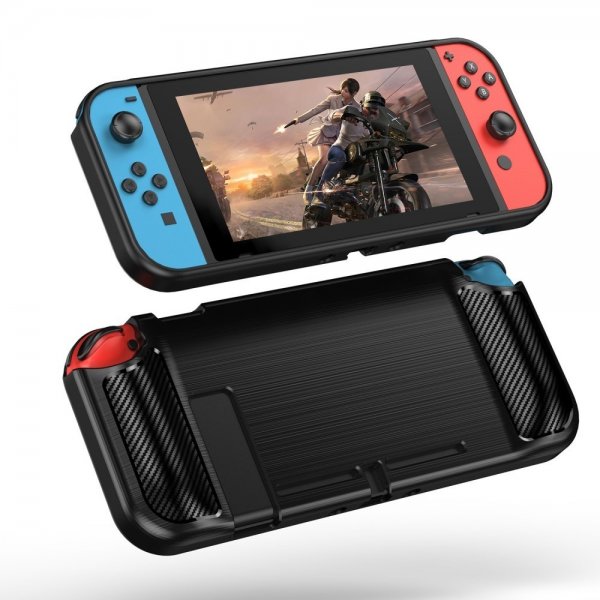 Nintendo Switch skal børstet kulfibertekstur sort