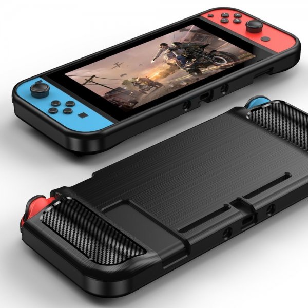 Nintendo Switch skal børstet kulfibertekstur sort