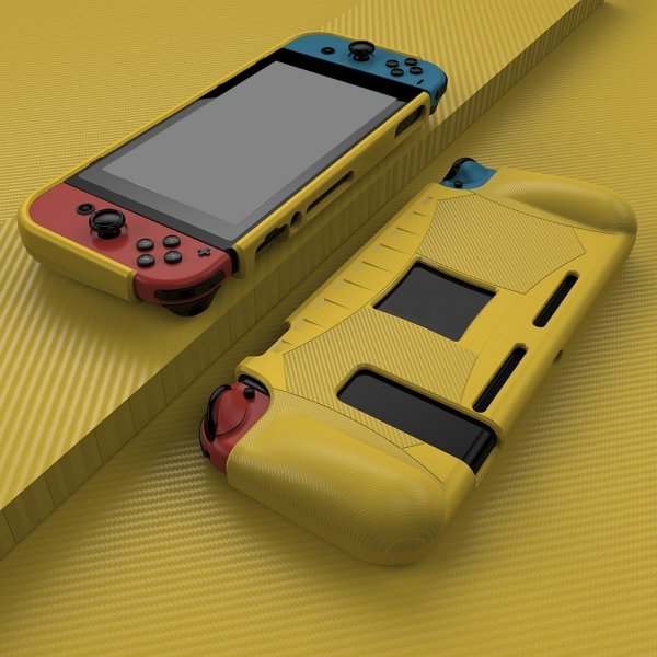 Nintendo Switch Skal Kulfibermønster Gul