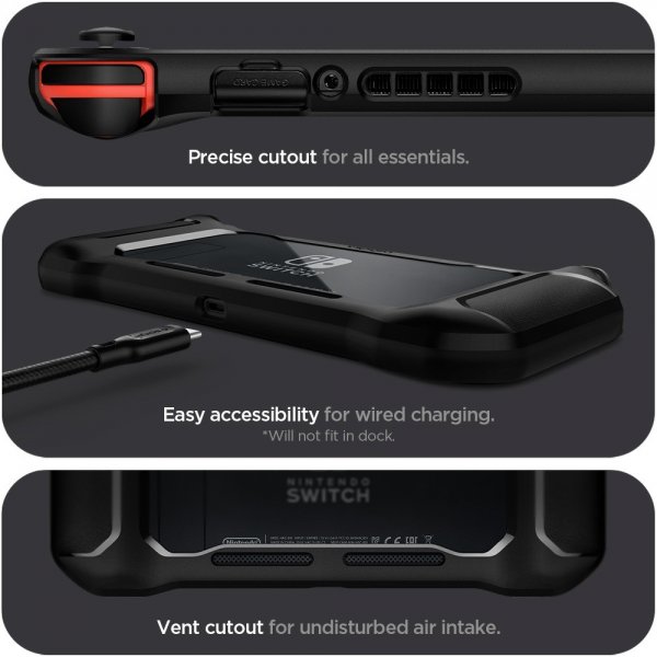 Spigen Nintendo Switch Etui Rugged Armor Mat Sort