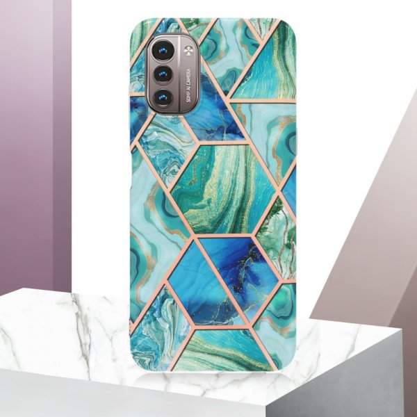 Nokia G11/G21 Cover Marmormønster Grøn