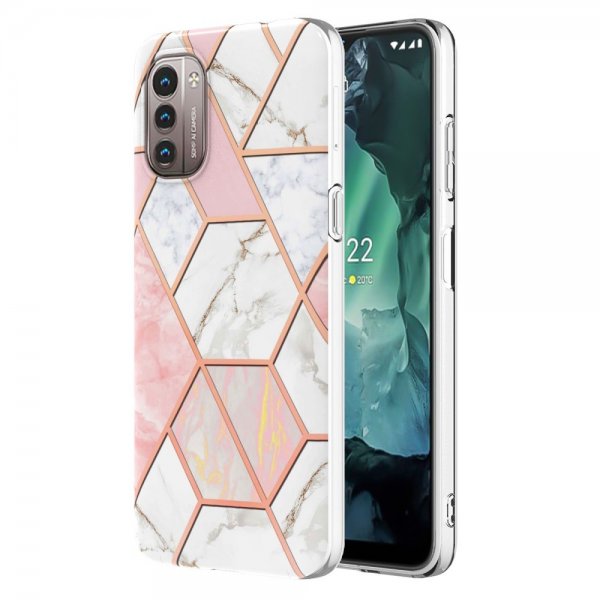 Nokia G11/G21 Cover Marmor Mønster Rosa Hvid