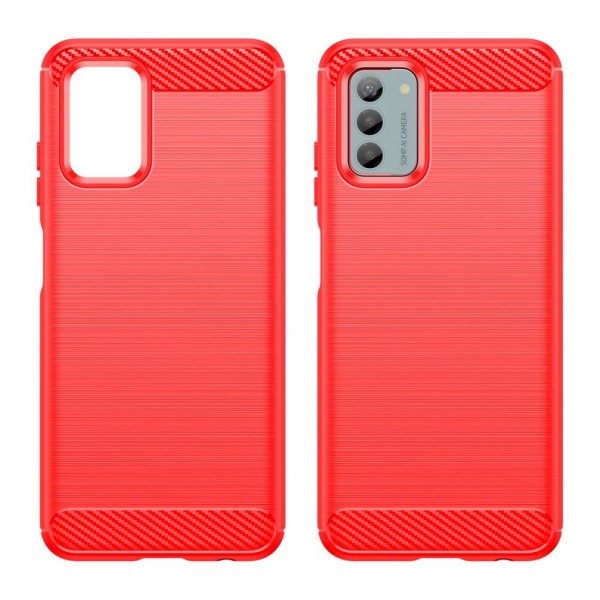 Nokia G22 Cover Børstet Kulfibertekstur Rød
