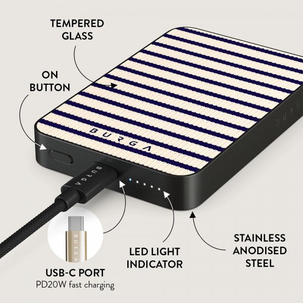 Burga Powerbank MagSafe 5000 mAh Old Money Metalgrå