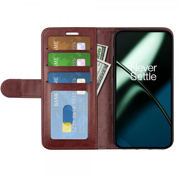 OnePlus 11 Etui Lædertekstur Brun