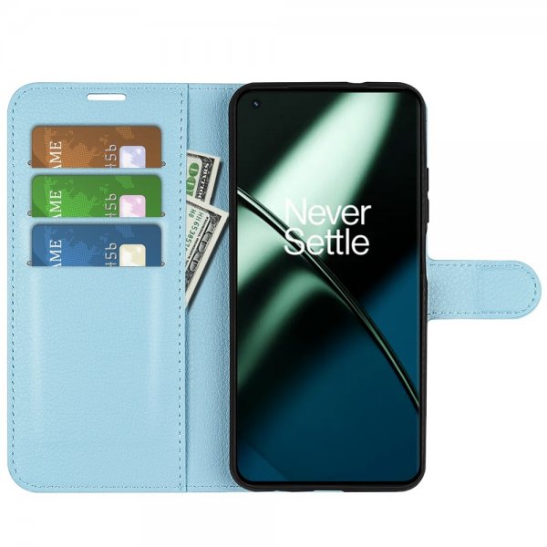 OnePlus 11 Etui Litchi Blå