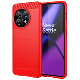OnePlus 11 Cover Børstet Kulfibertekstur Rød