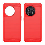 OnePlus 11 Cover Børstet Kulfibertekstur Rød