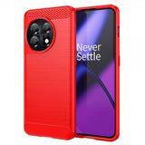 Mofi OnePlus 11 Cover Børstet Kulfibertekstur Rød