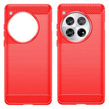 OnePlus 12 Cover Børstet Kulfibertekstur Rød