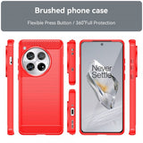 OnePlus 12 Cover Børstet Kulfibertekstur Rød