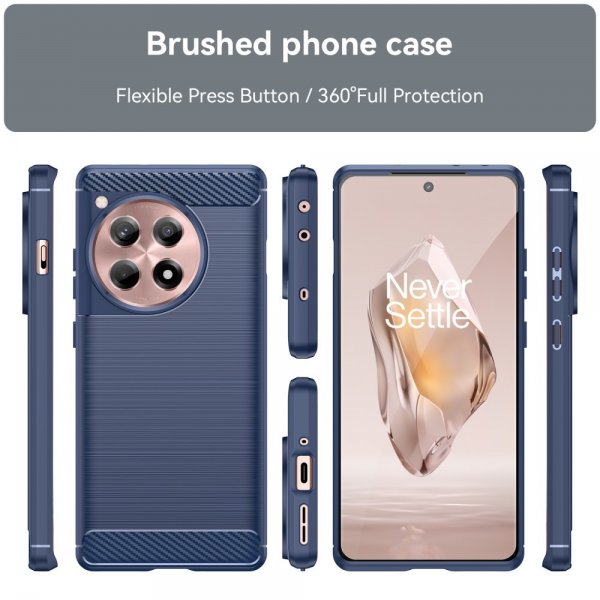 OnePlus 12R Cover Børstet Kulfibertekstur Blå
