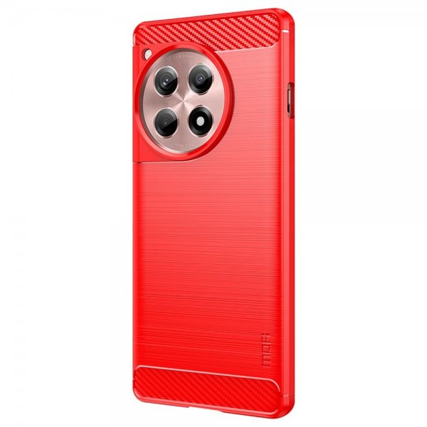 Mofi OnePlus 12R Cover Børstet Kulfibertekstur Rød