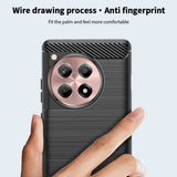Mofi OnePlus 12R Cover Børstet Kulfibertekstur Rød