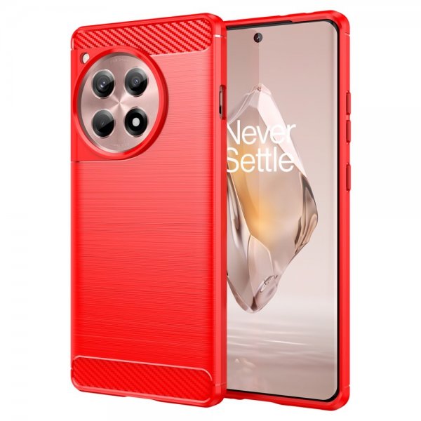 OnePlus 12R Cover Børstet Kulfibertekstur Rød