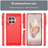 OnePlus 12R Cover Børstet Kulfibertekstur Rød