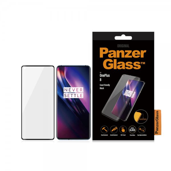 PanzerGlass OnePlus 8 Skærmbeskyttelse CaseFriendly Curved Edges