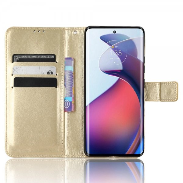 Motorola Edge 30 Fusion Cover Lædertekstur Guld