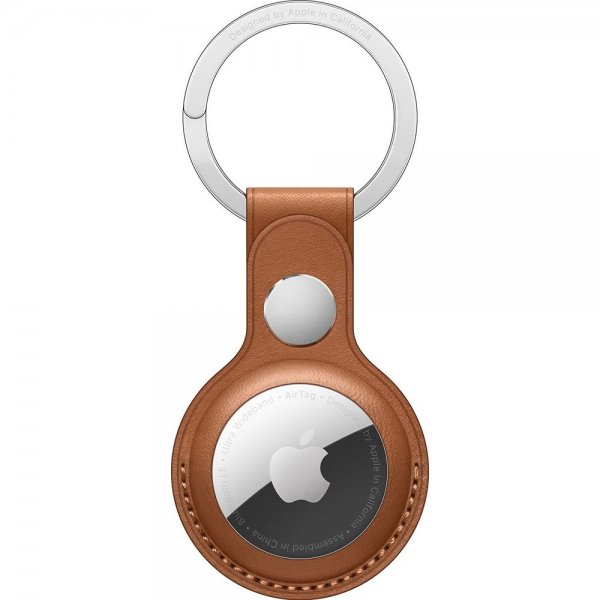 Apple Original AirTag Holder Leather Key Ring Saddle Brown